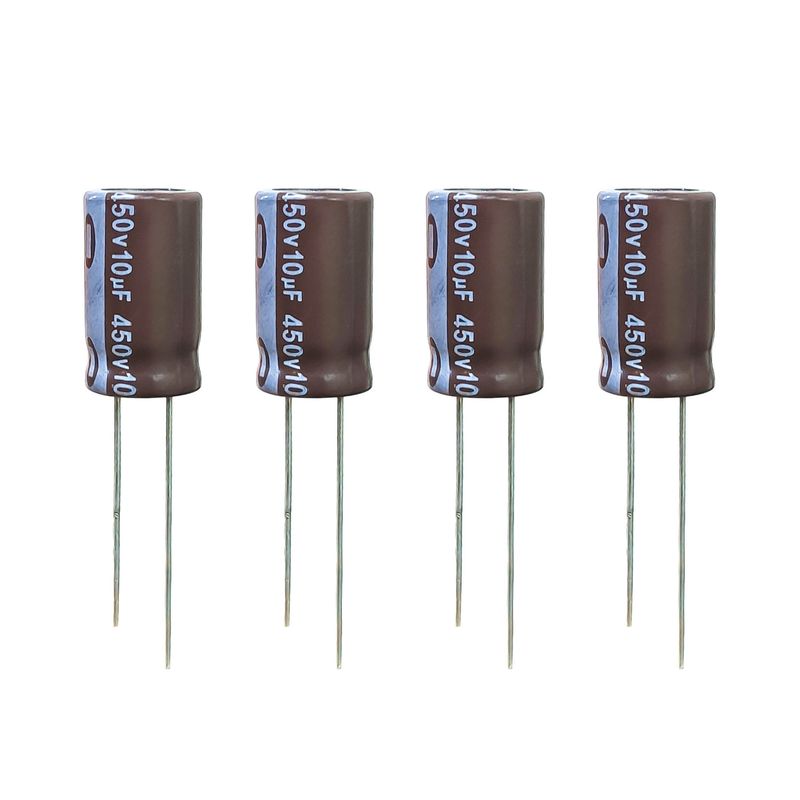 خازن الکترولیت 10 میکروفاراد 450 ولت آکسبوم مدل tec 10450 بسته 4 عددی