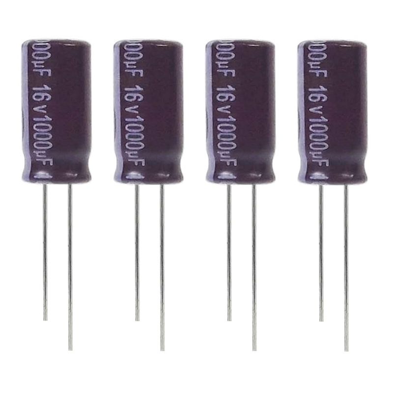 خازن الکترولیت 1000 میکروفاراد 16 ولت آکسبوم مدل tec 10216 بسته 4 عددی