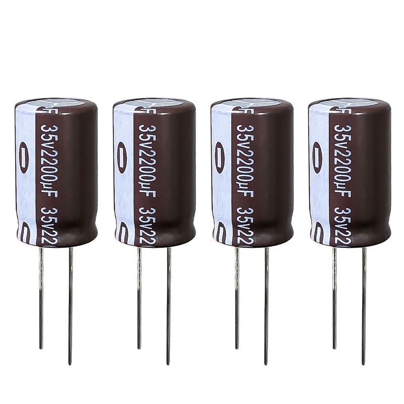 خازن الکترولیت 2200 میکروفاراد 35 ولت آکسبوم مدل tec 220035 بسته 4 عددی