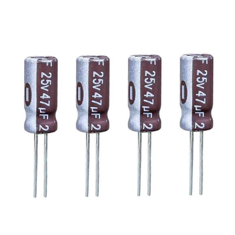 خازن الکترولیت 47 میکروفاراد 25 ولت آکسبوم مدل tec 4725 بسته 4 عددی