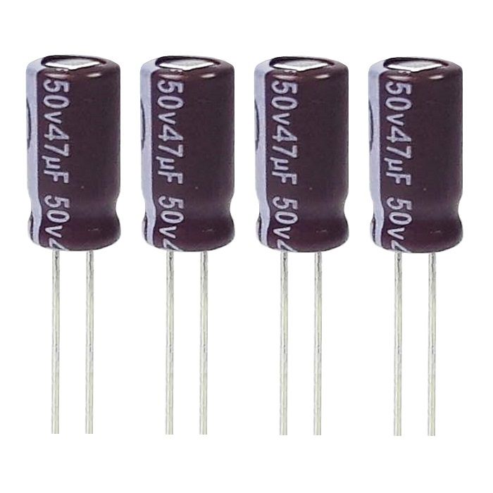 خازن الکترولیت 47 میکروفاراد 50 ولت آکسبوم مدل tec 47050 بسته 4 عددی