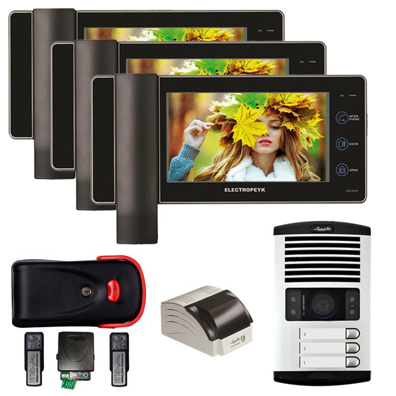 دربازکن تصویری الکتروپیک مدل 1093_ریموت دار_1294 black_  سه واحدی