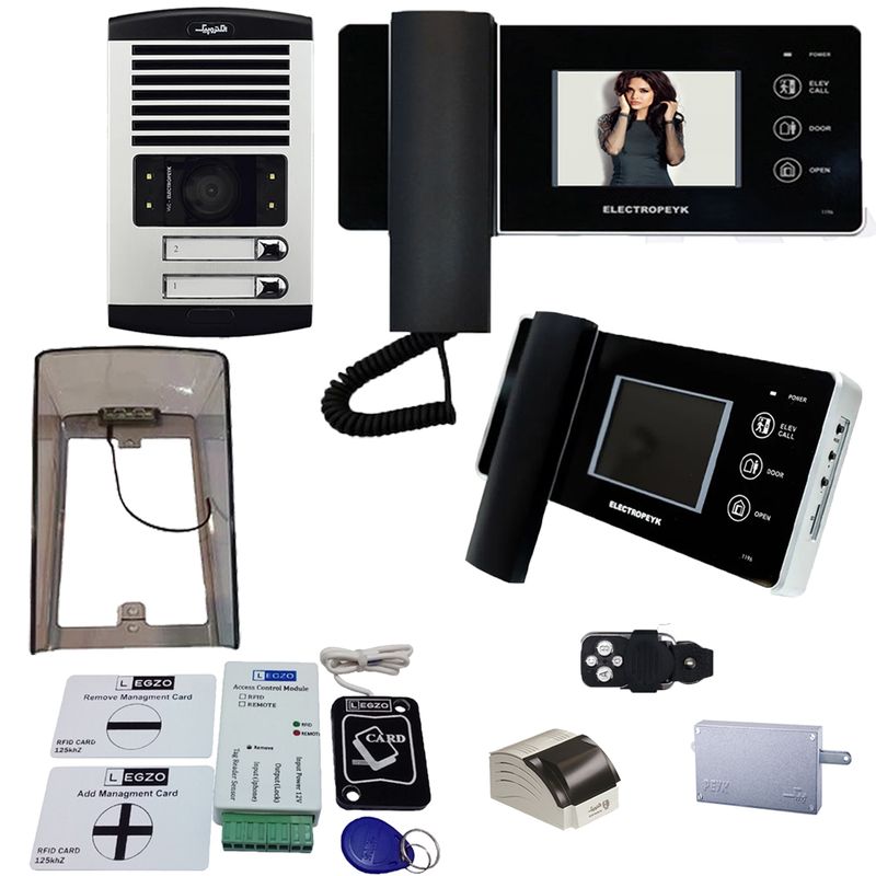 دربازکن تصویری الکتروپیک مدل fd1086_1196_black_2دو واحدی باماژول ریموت دار