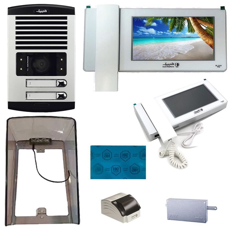 دربازکن تصویری الکتروپیک مدل fd_1086_2_996_white دو واحدی همراه با محافظ ضد خش صفحه نمایش