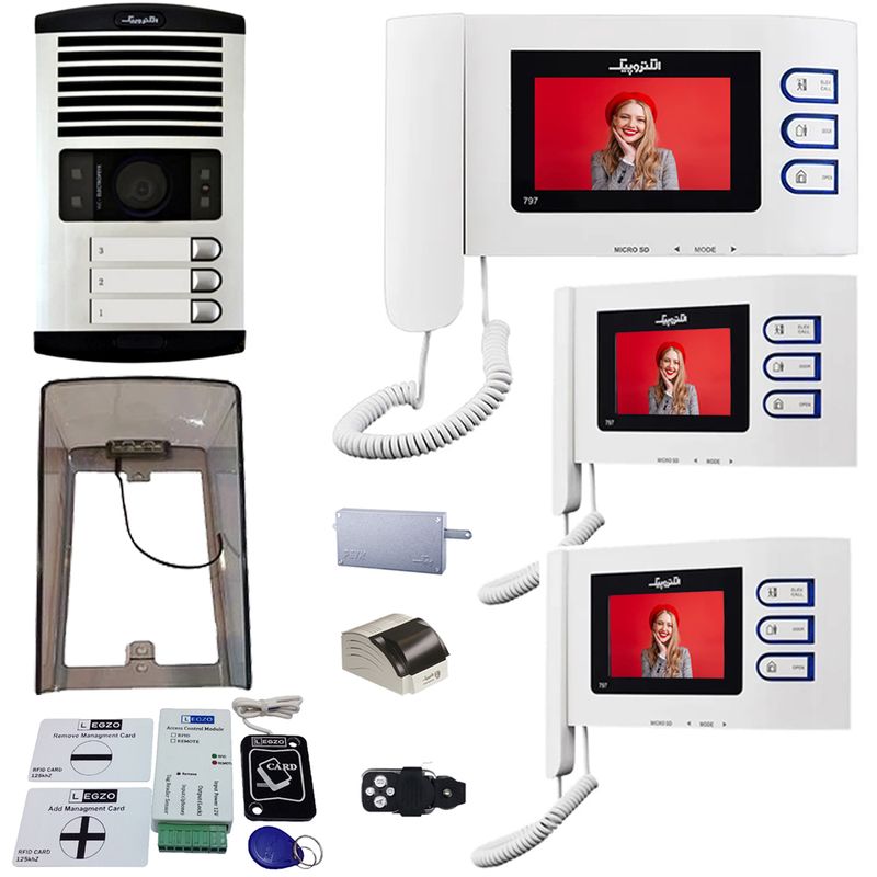 دربازکن تصویری الکتروپیک مدل fd_1086_3_797 سه واحدی همراه با ماژول ریموت دار لگزو