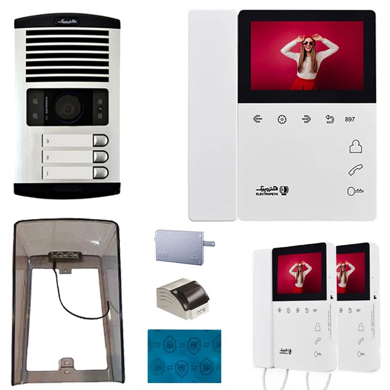 دربازکن تصویری الکتروپیک مدل fd_1086_3_897 سه واحدی به همراه محافظ صفحه نمایش