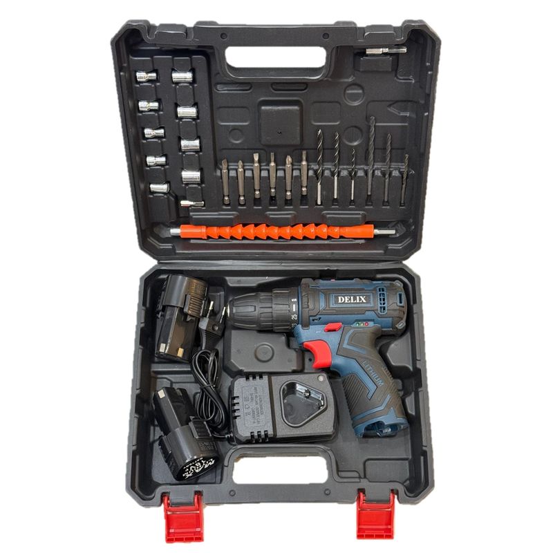 دریل پیچ گوشتی شارژی دلیکس کد bs18v مجموعه 47 عددی