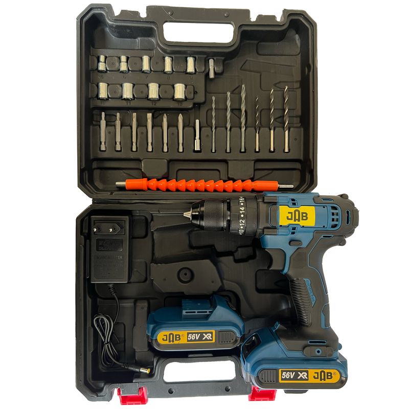 دریل پیچ گوشتی شارژی چکشی جاب مدل jb 5690 b مجموعه 45 عددی