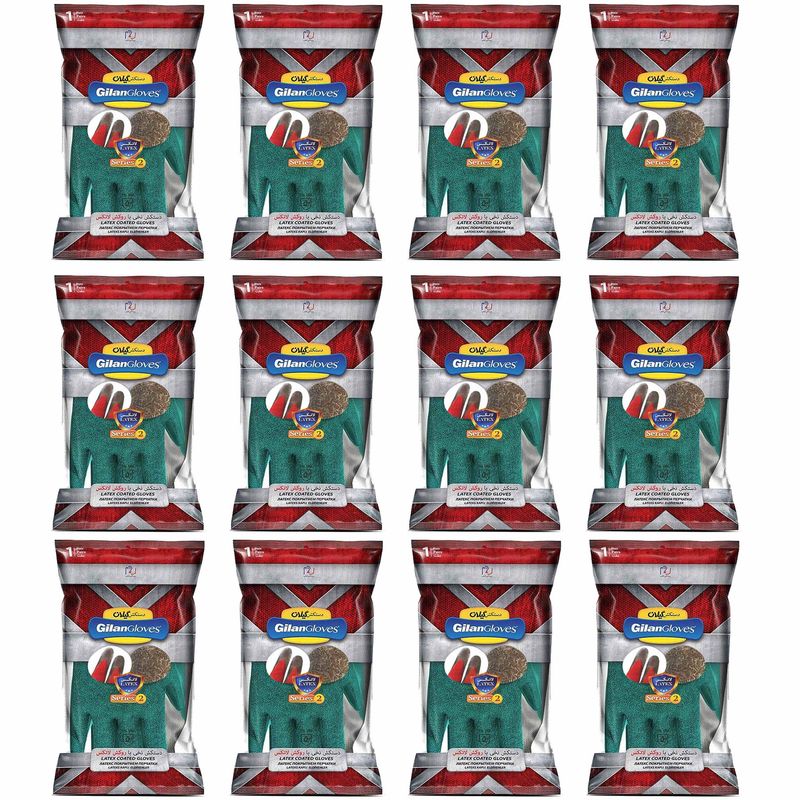 دستکش ایمنی دستکش گیلان مدل latex.l.s2 مجموعه 12 عددی