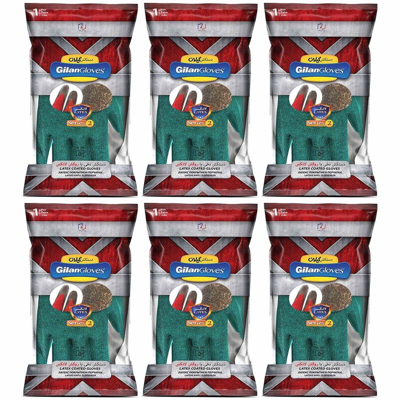 دستکش ایمنی دستکش گیلان مدل latex.l.s2 مجموعه 6 عددی