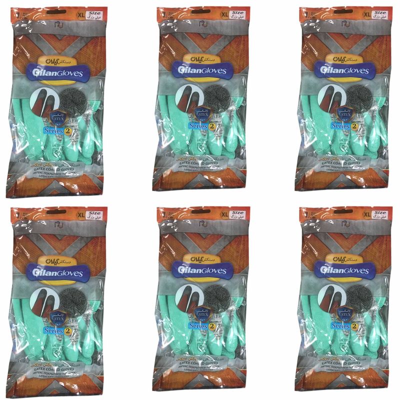 دستکش ایمنی دستکش گیلان مدل latex.s2 مجموعه 6 عددی