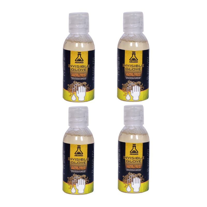 دستکش ایمنی شرکت دانش بنیان آرامید یزد مدل invisible glove حجم 60 میلی لیتر بسته 4 عددی