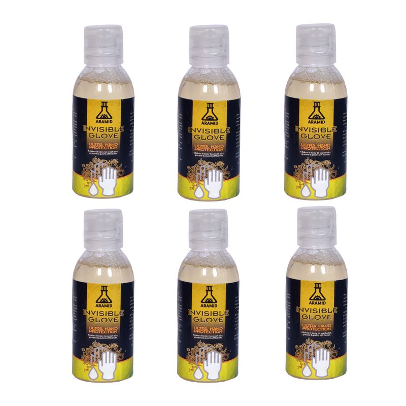 دستکش ایمنی شرکت دانش بنیان آرامید یزد مدل invisible glove حجم 60 میلی لیتر بسته بندی 6 عددی