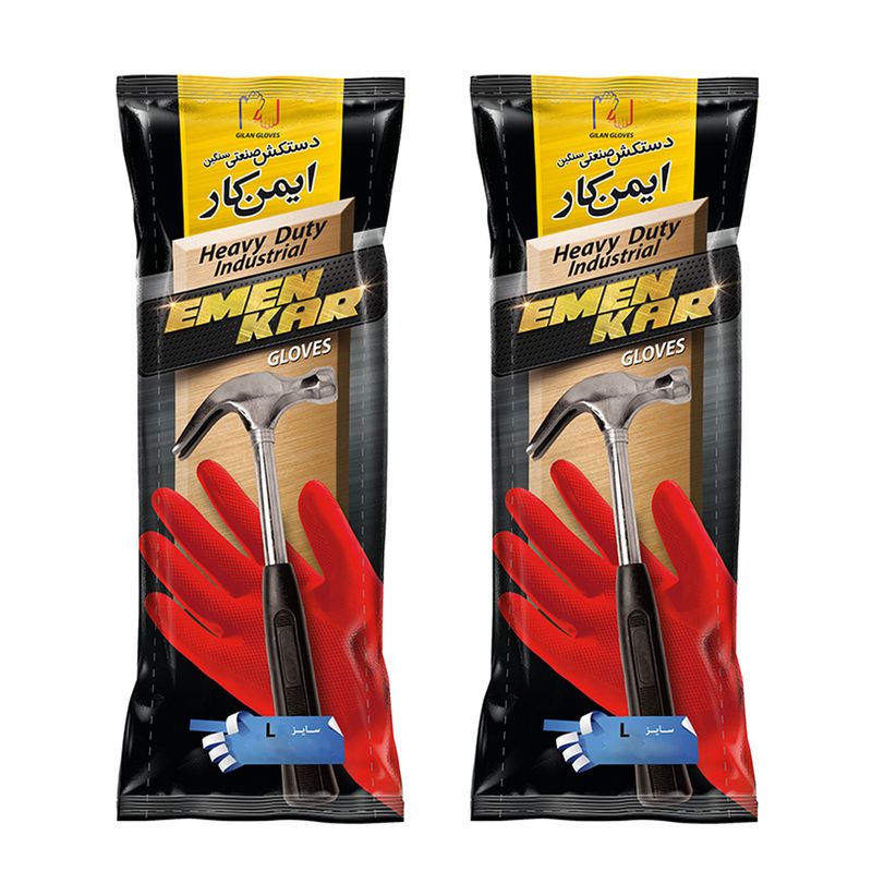 دستکش صنعتی گیلان مدل heavy duty کد l12 مجموعه دو عددی