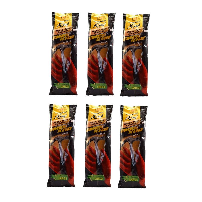 دستکش صنعتی گیلان مدل ایمن کار کد large بسته 6 عددی