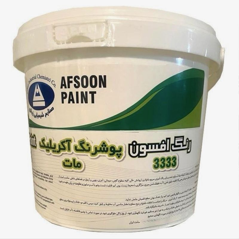 رنگ آکریلیک سفید مات رنگ افسون مدل ساختمانی کد3333 حجم 3.8 لیتر