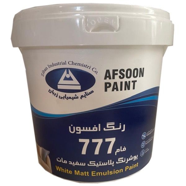 رنگ تمام پلاستیک سفید رنگ افسون مدل ساختمانی کد 777 حجم 3.8 لیتر