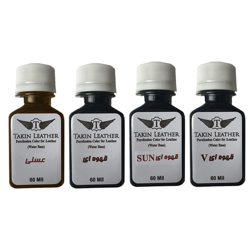 رنگ رویه چرم تکین مدل حکاکی کد 4xbrwn حجم 60 میلی لیتر بسته 4 عددی