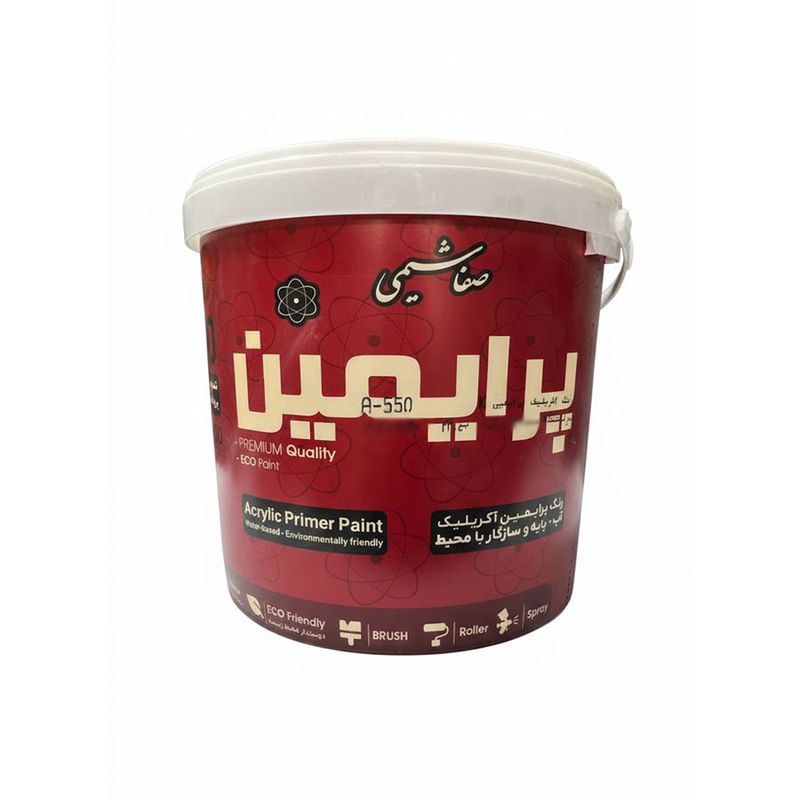 رنگ زیر کار اکرلیک پرایمین سفید صفاشیمی کد 100 وزن 12 کیلوگرم