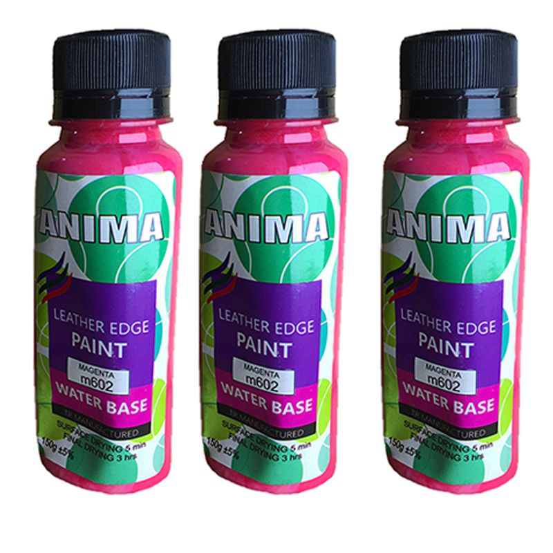 رنگ صورتی لبه چرم آنیما کد magenta3x حجم 150 میلی لیتر بسته 3 عددی