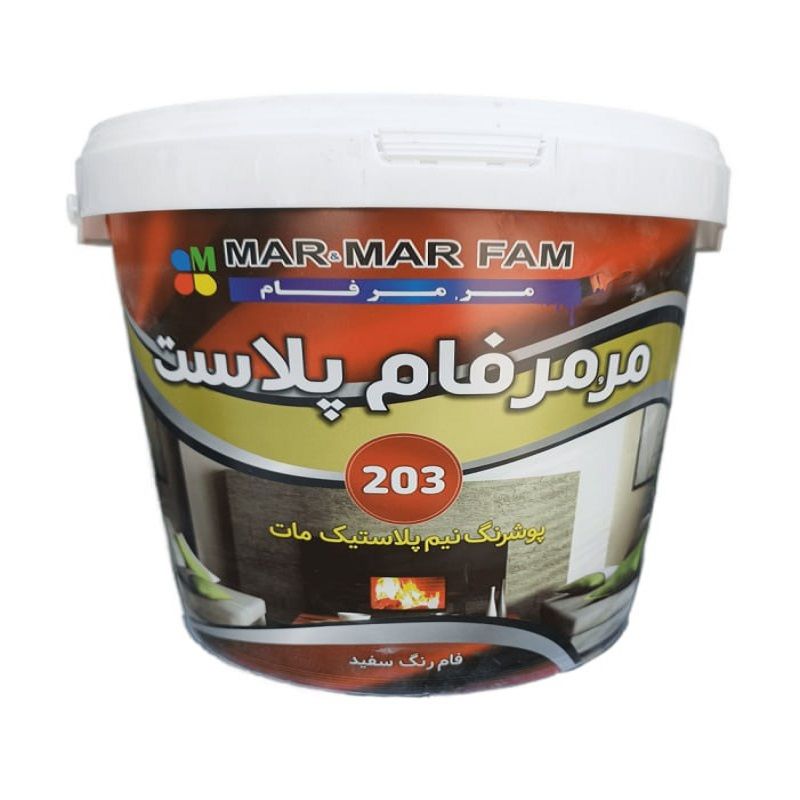 رنگ نیم پلاستیک کرم استخوانی مات مرمرفام کد 203 وزن 5 کیلوگرم