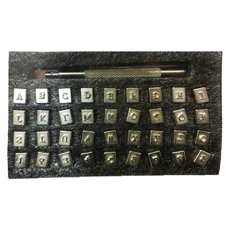 سنبه حکاکی چرم مدل حروف و اعداد انگلیسی کد lt36x مجموعه 36 عددی