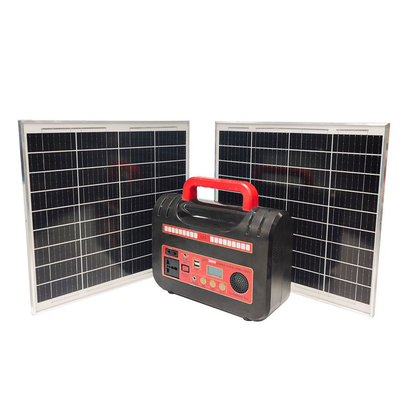 سیستم روشنایی و پاوربانک خورشیدی مدل w25*2 اسپیکردار ظرفیت 300 وات