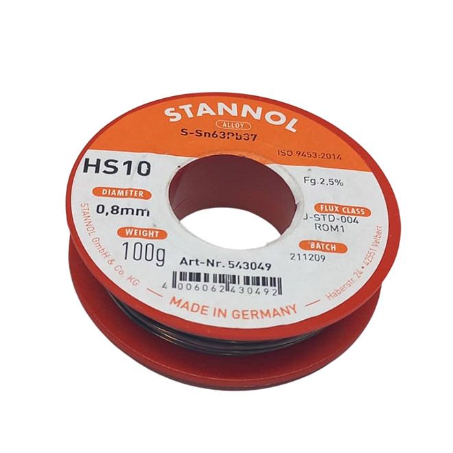 سیم لحیم استانول مدل 0.8mm sn63pb37 وزن 100 گرم