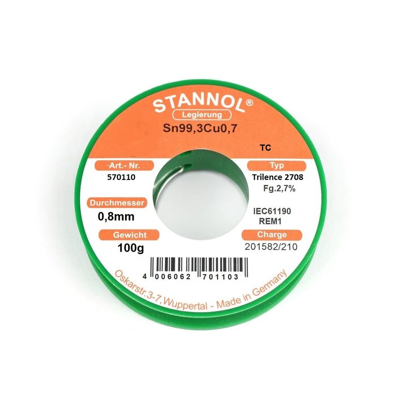 سیم لحیم استانول مدل sn993c07 کد 8mm   وزن 100 گرم