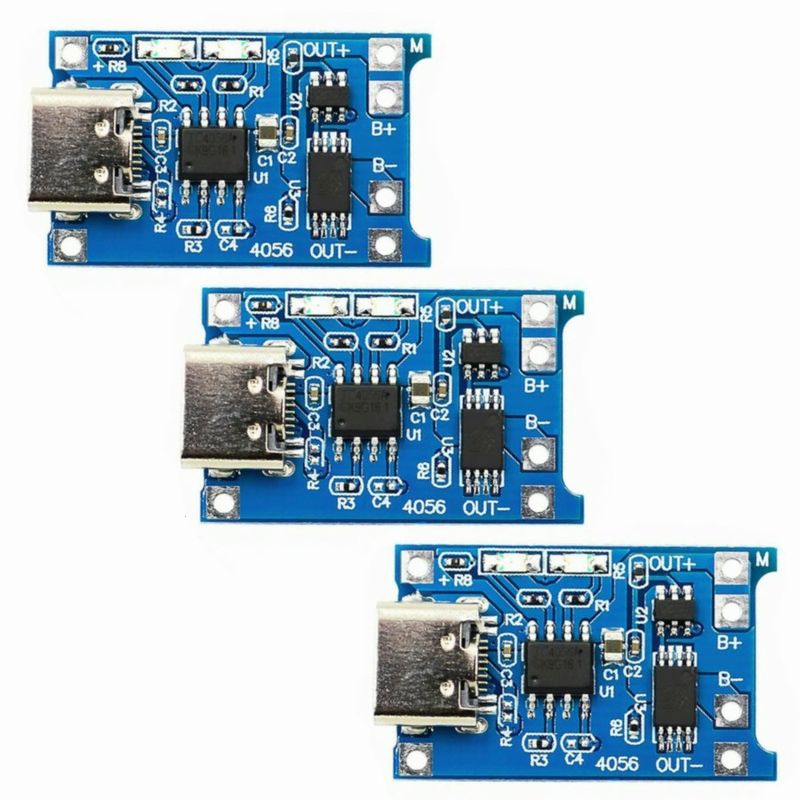 ماژول شارژر باتری مدل tp  4056 micro usb typec بسته 3 عددی
