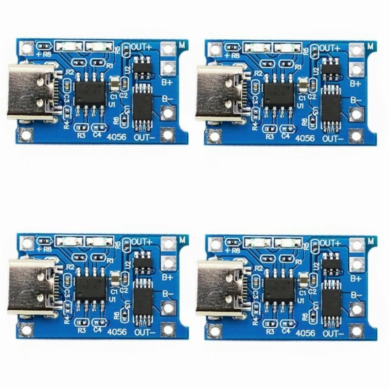 ماژول شارژر باتری مدل tp  4056 micro usb typec بسته 4 عددی