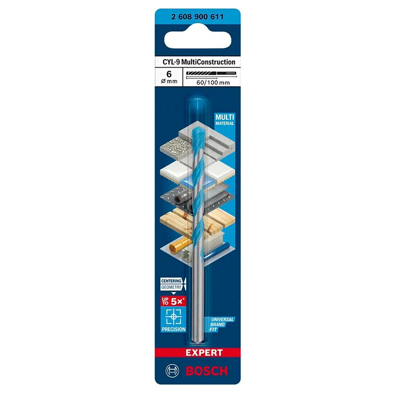 مته الماسه همه کاره بوش مدل multiconstruction کد 2608900611 سایز 6 میلی متر