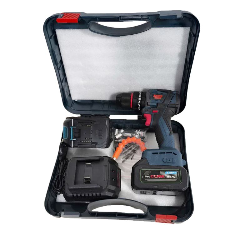 مجموعه 28 عددی دریل شارژی چکشی باس مدل 88v brushless dual battery