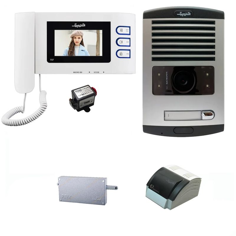 مجموعه دربازکن تصویری الکتروپیک مدل 797  1086 به همراه محافظ ولتاژ مانیتور