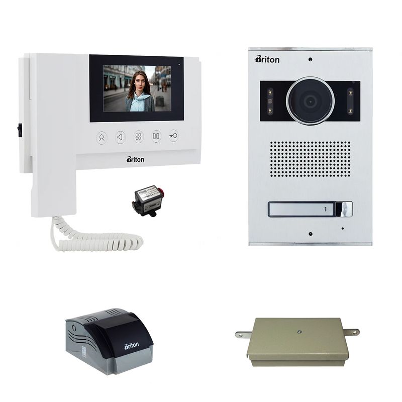 مجموعه دربازکن تصویری برایتون مدل 4320 2001 یک طبقه به همراه محافظ ولتاژ مانیتور