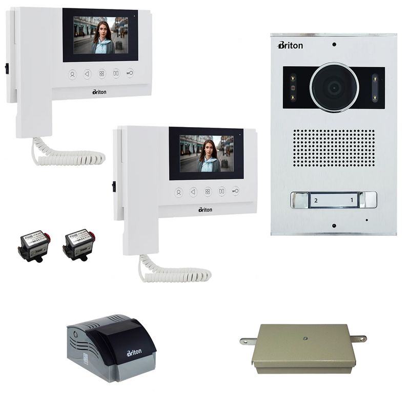 مجموعه دربازکن تصویری برایتون مدل 4320 2002 دو طبقه به همراه محافظ ولتاژ مانیتور