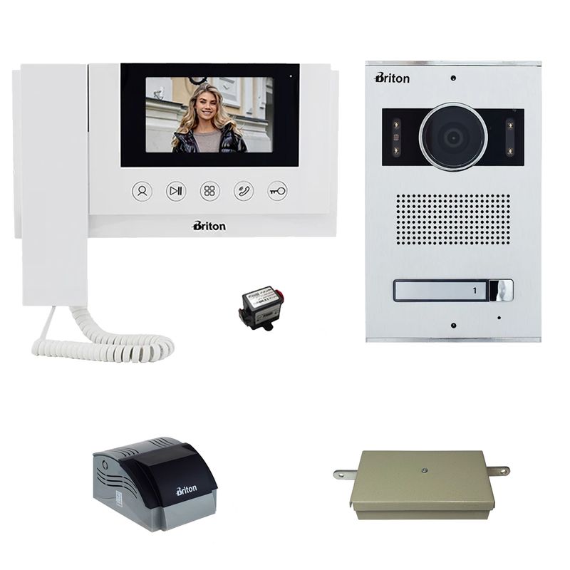 مجموعه دربازکن تصویری برایتون مدل 4330 2001 یک طبقه به همراه محافظ ولتاژ مانیتور