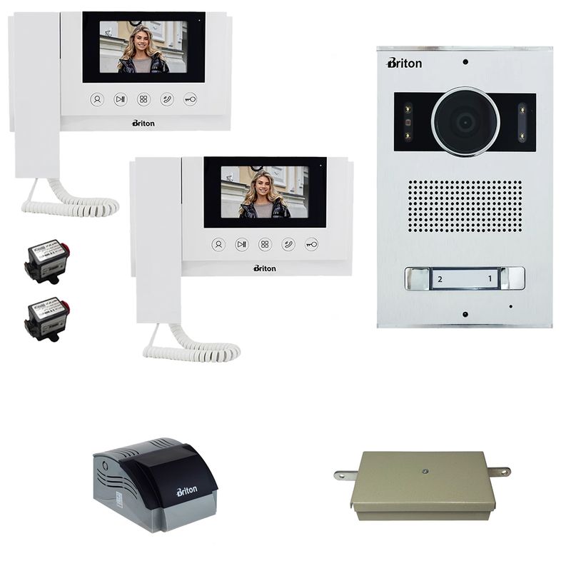 مجموعه دربازکن تصویری برایتون مدل 4330 2002 دو طبقه به همراه محافظ ولتاژ مانیتور