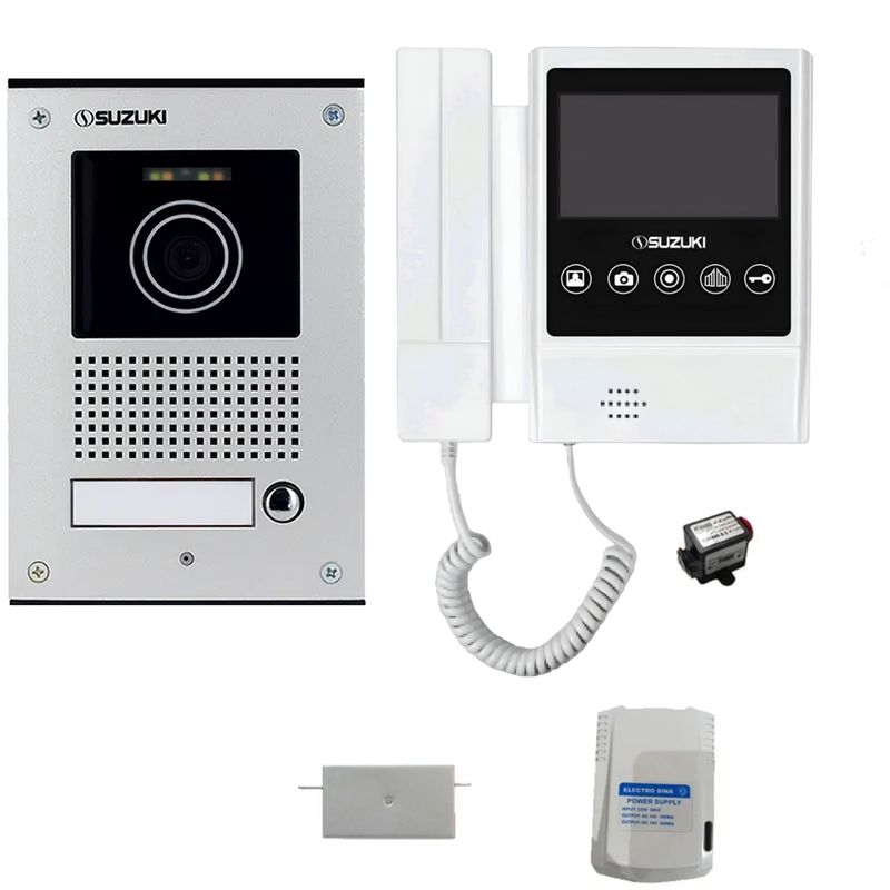 مجموعه دربازکن تصویری سوزوکی مدل 420 4ucm یک طبقه به همراه محافظ ولتاژ مانیتور