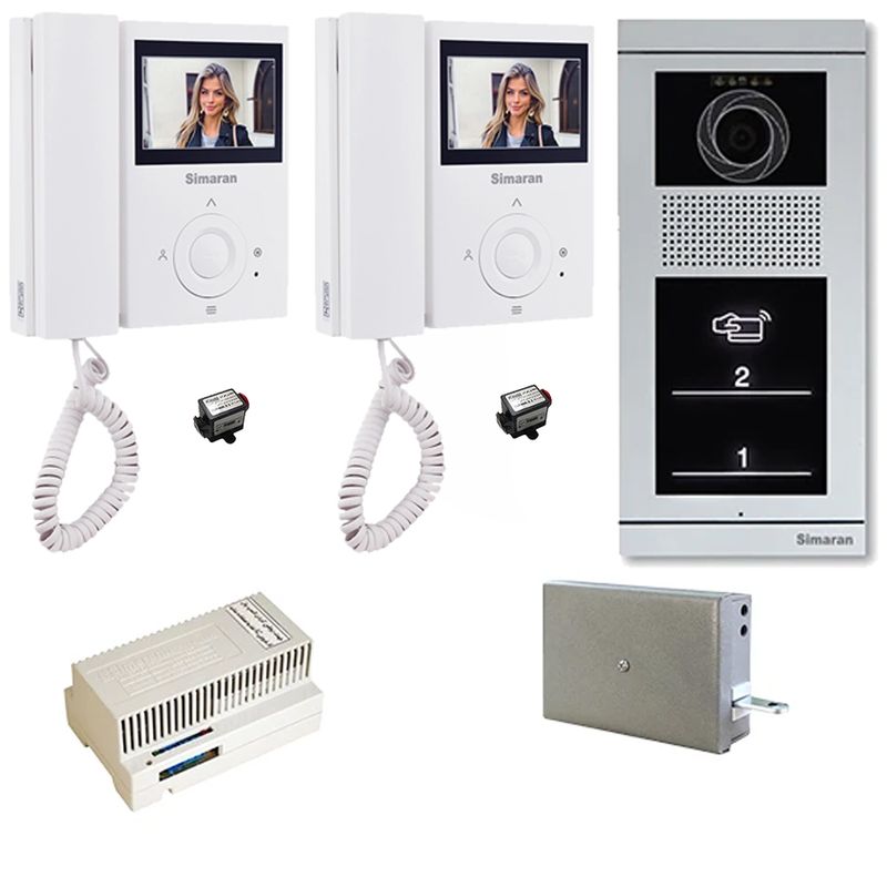 مجموعه دربازکن تصویری سیماران مدل 43fl vfbt2 دو طبقه کارتی به همراه محافظ ولتاژ مانیتور