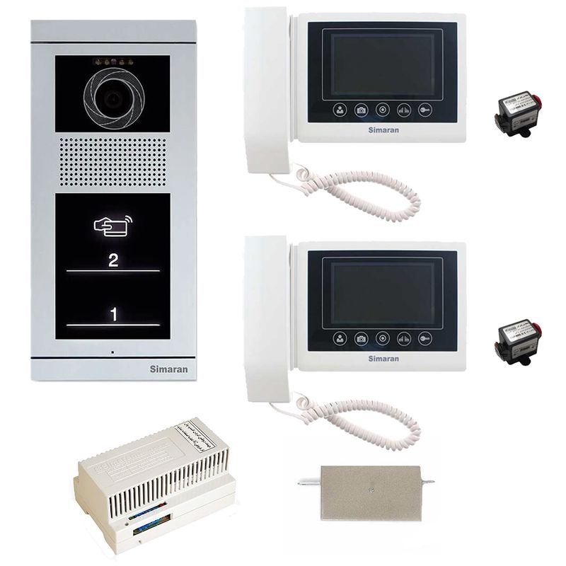 مجموعه دربازکن تصویری سیماران مدل 43tkm vfbt2 دو طبقه به همراه محافظ ولتاژ مانیتور