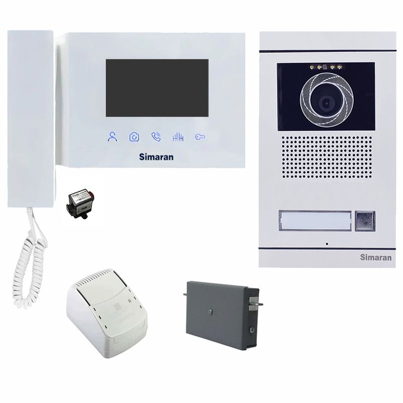 مجموعه دربازکن تصویری سیماران مدل 47tkm vfbc1 یک واحدی به همراه محافظ ولتاژ مانیتور