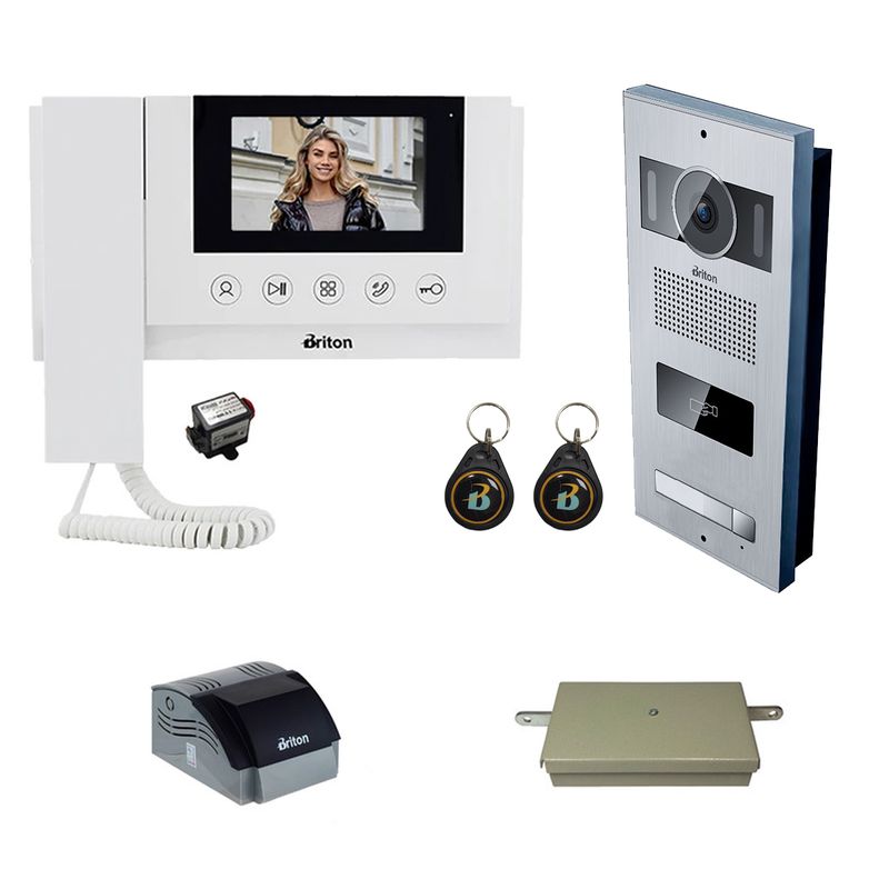 مجموعه دربازکن تصویری کارتی برایتون مدل 4330 2001r یک طبقه به همراه محافظ ولتاژ مانیتور