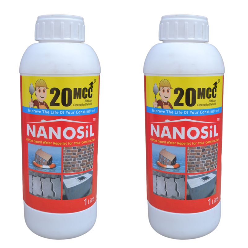 محلول نانو آبگریز و ضد آب کننده سطوح ساختمانی 20 میکرو مدل nanosilicon حجم 1 لیتر بسته 2 عددی
