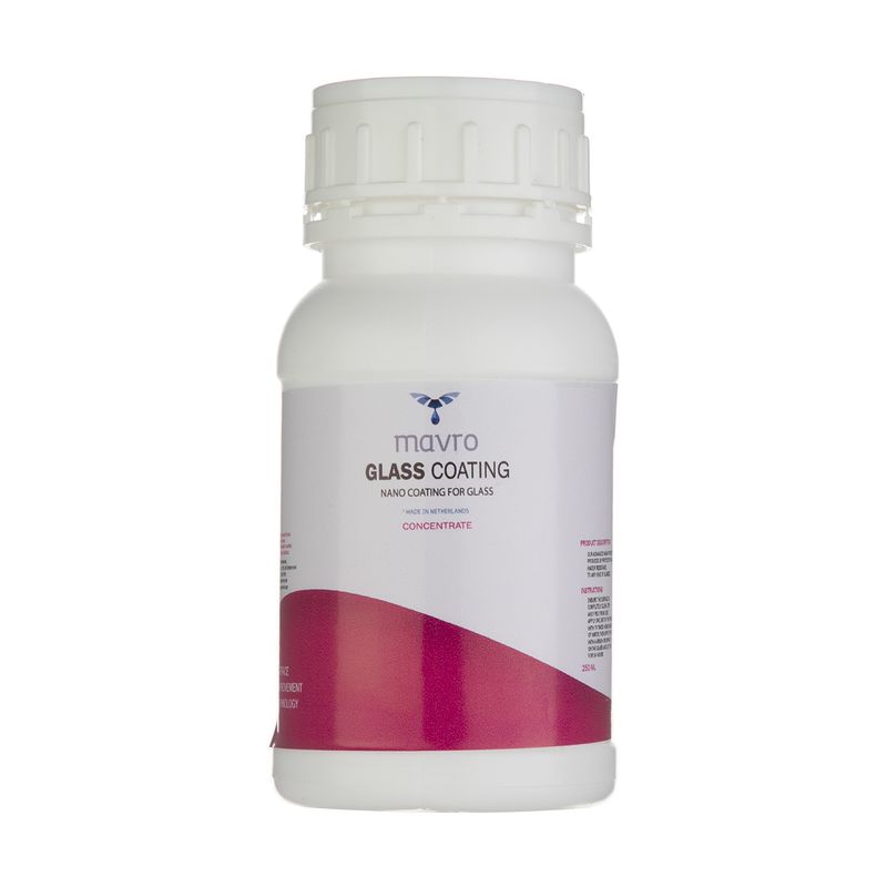 محلول نانو محافظ و آبگریز شیشه ساختمان ماورو مدل concentrate حجم 250 میلی لیتر