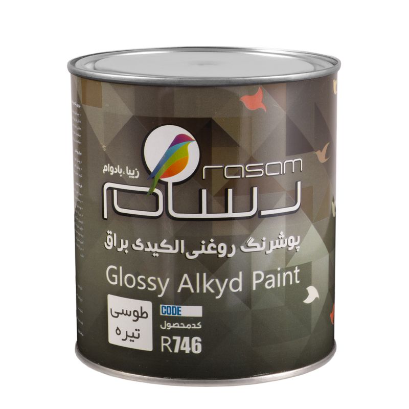 پوشرنگ روغنی آلکیدی طوسی تیره رسام کد r746 وزن 1100 گرم