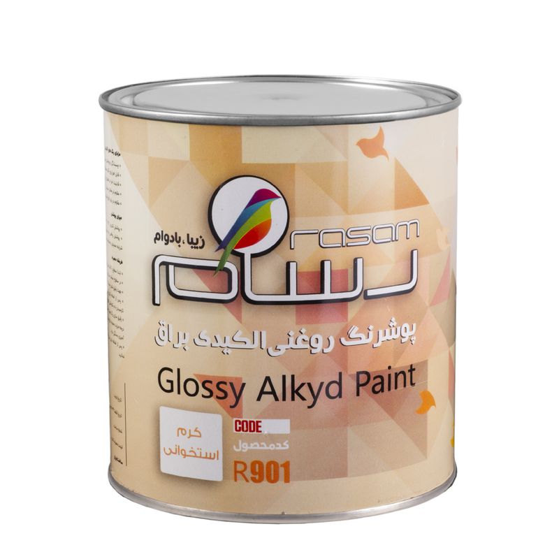 پوشرنگ روغنی آلکیدی کرم استخوانی رسام کد r901 وزن 1100 گرم
