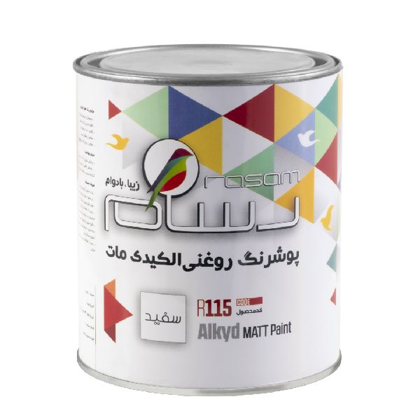 پوشرنگ روغنی مات سفید رسام مدل r115 وزن 1100 گرم