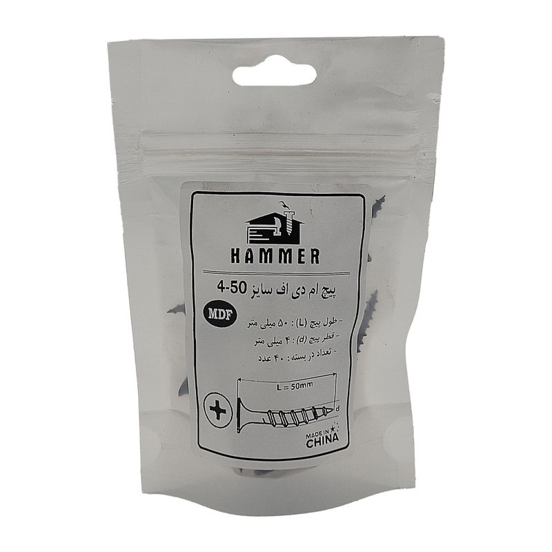 پیچ ام دی اف هامر مدل 4x50mm بسته 40 عددی