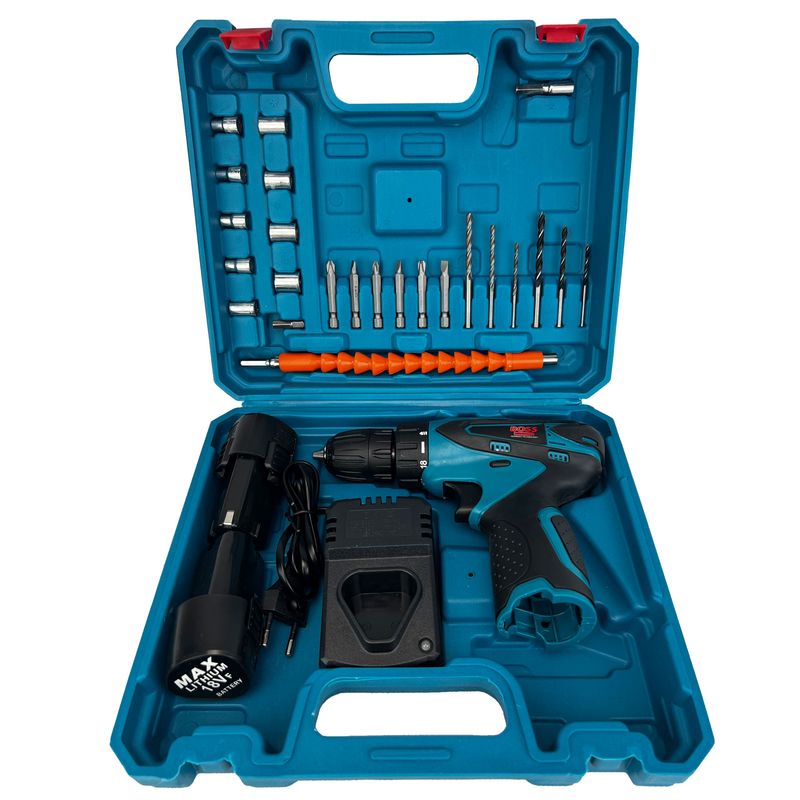 پیچ گوشتی شارژی باس مدل 18v 2b blue مجموعه 28 عددی